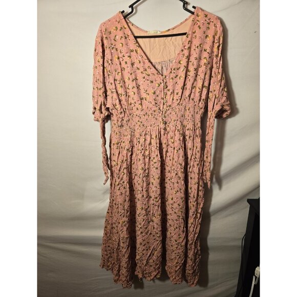 Siren Lily Dresses & Skirts - Siren Lily Womens Pink Floral Cottagecore Vneck Ruffles Maxi‎ Dress Plus 3X Boho